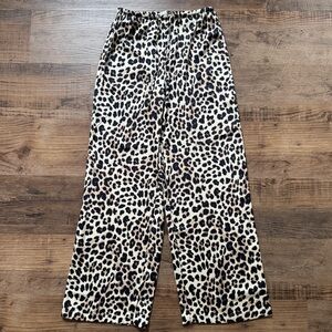 Cheetah Silky Pants XS Women’s Leopard Y2K Sexy Wide Leg Pajamas Pull On